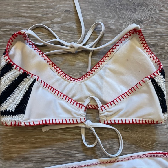 Xhilaration Red White and Blue Crochet Top Bikini Set - Picture 5 of 6